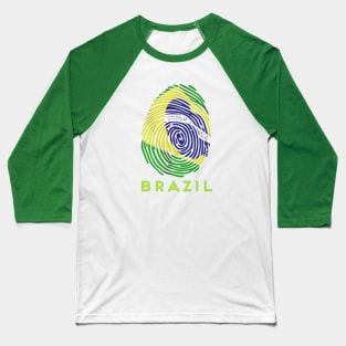 Brazil Flag Fingerprint Baseball T-Shirt